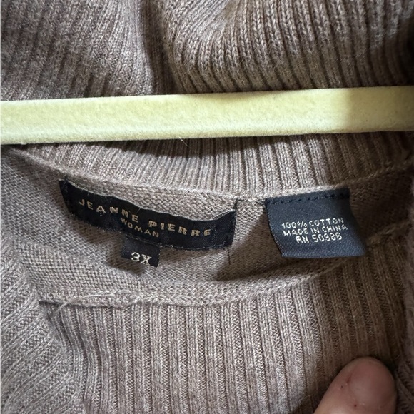 JEANNE PIERRE Brown Cowl Neck Cotton Sweater Oversized Knit -3X - Picture 3 of 5